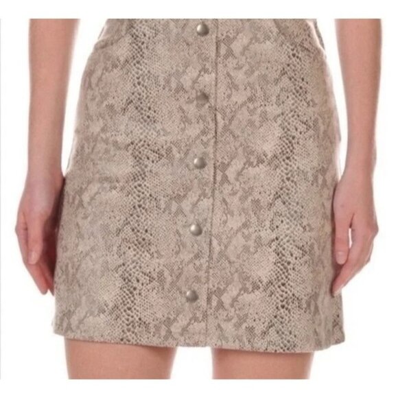 Potter's Pot Mini Skirt Snakeskin Print Faux Button Front Pull-on Size L Large - Picture 1 of 6